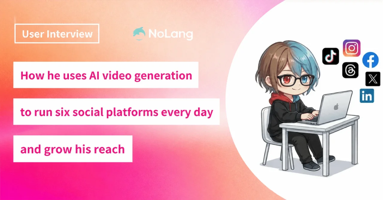 Interview title card: how a time management consultant runs six social platforms daily with AI video