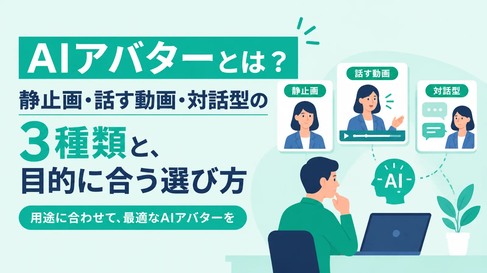 AIアバターとは？3種類の違いと、撮影せずに人が話す動画を作る方法