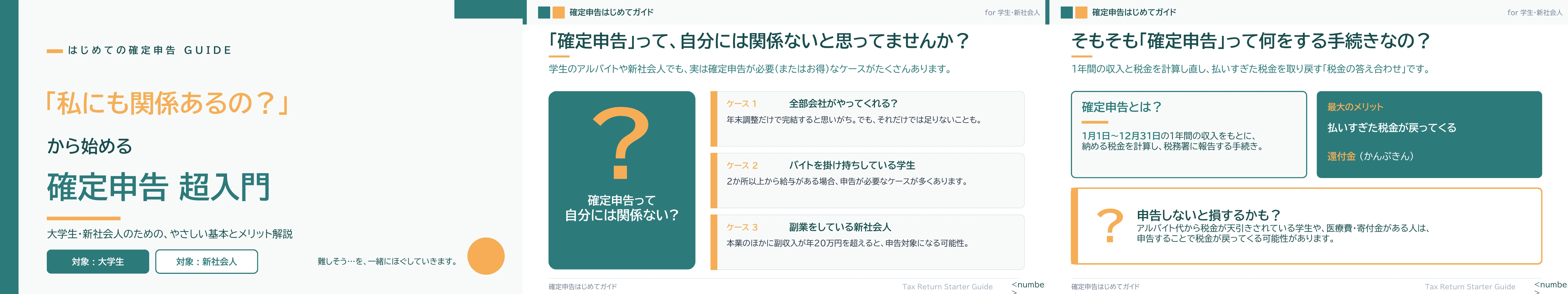 Sample deck introducing tax return basics for students and new employees, with question-led slides