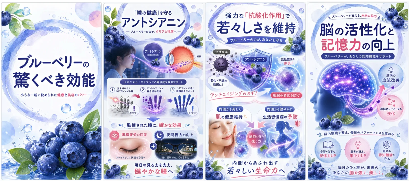 例：ブルーベリーの効能を解説する SNS 広告